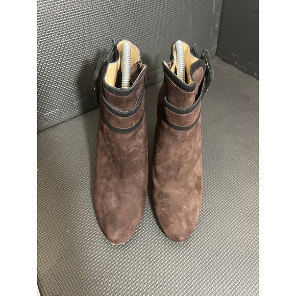 Kate Spade Suede‎ Ankle Boots Booties Heeled Brown Womens Designer Size 7.5B - Picture 2 of 7